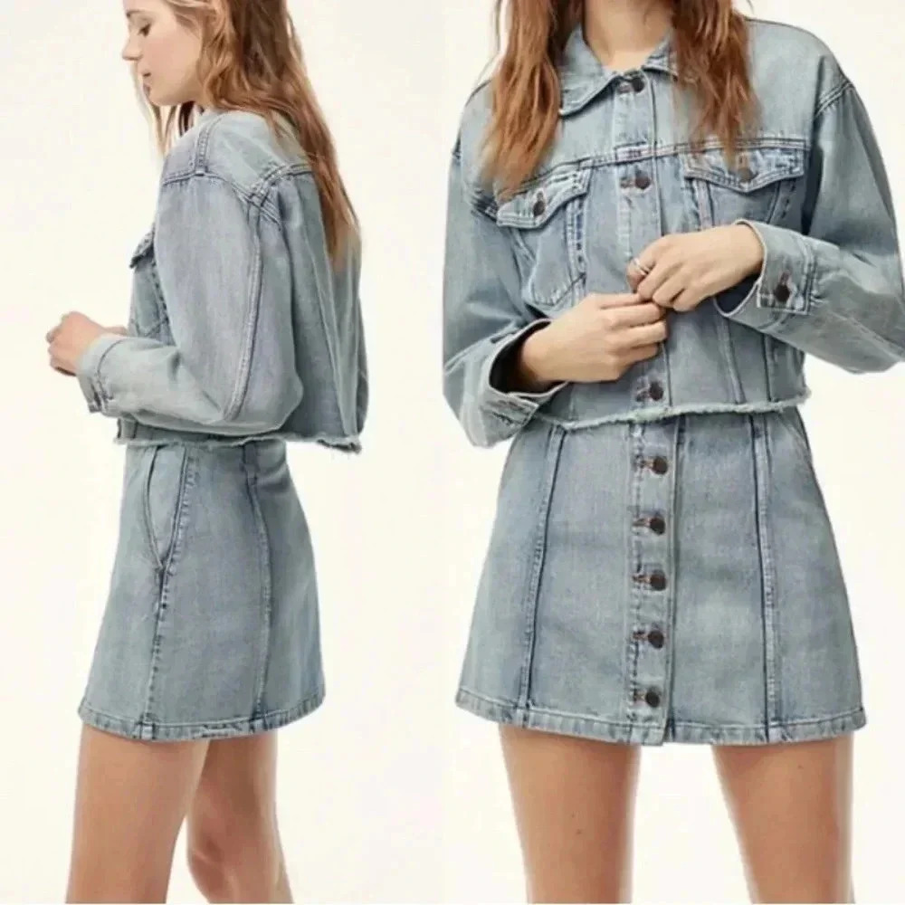 Aritzia Wilfred Free  | Button Down Jean Skirt